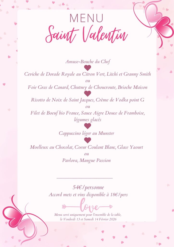 Menu Saint Valentin 2026